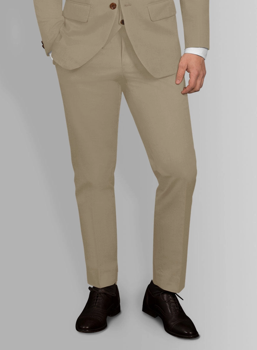 Italian Dark Beige Cotton Stretch Suit
