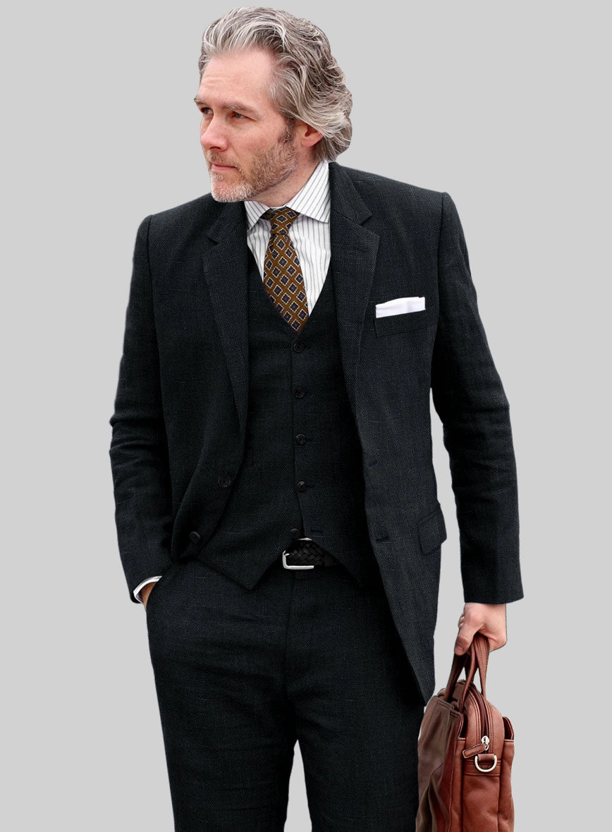 Italian Dark Blue Linen Suit