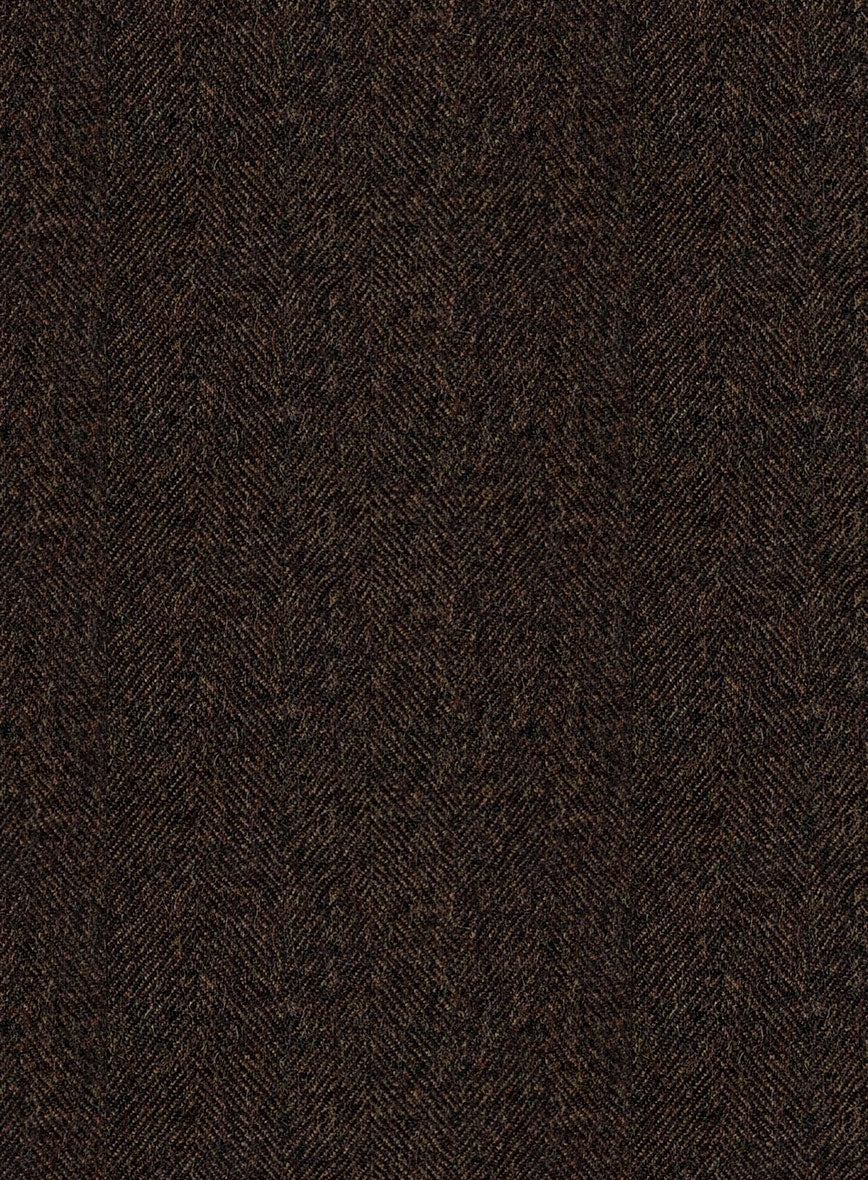 Italian Dark Brown Herringbone Flannel Suit