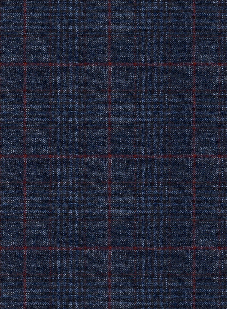 Italian Flick Dark Blue Checks Flannel Suit