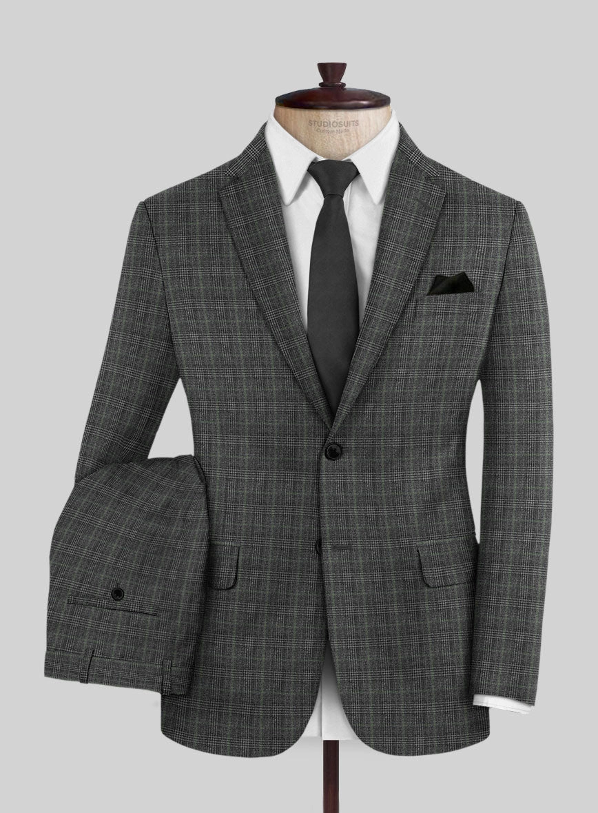 Italian Flick Gray Checks Flannel Suit