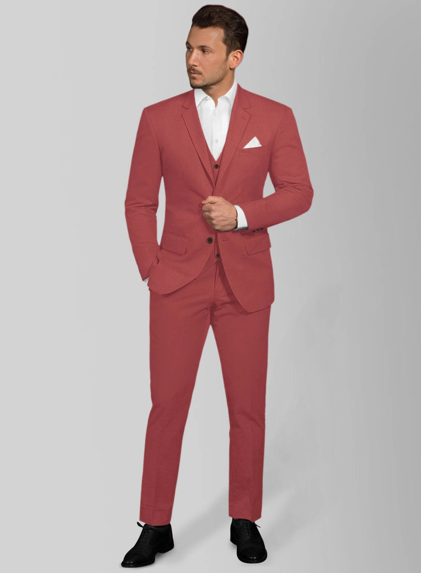 Italian Gimson Red Cotton Stretch Suit