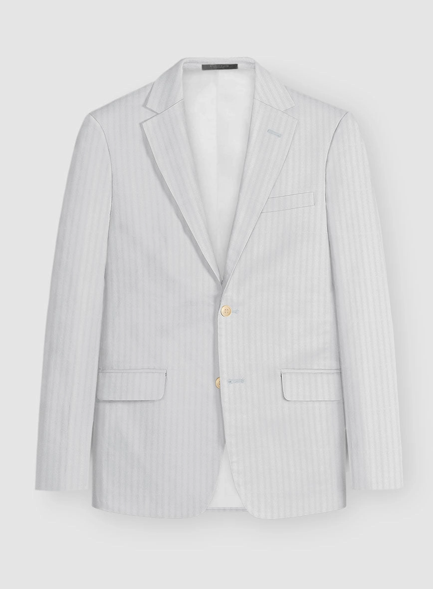 Italian Gray Herringbone Cotton Suit