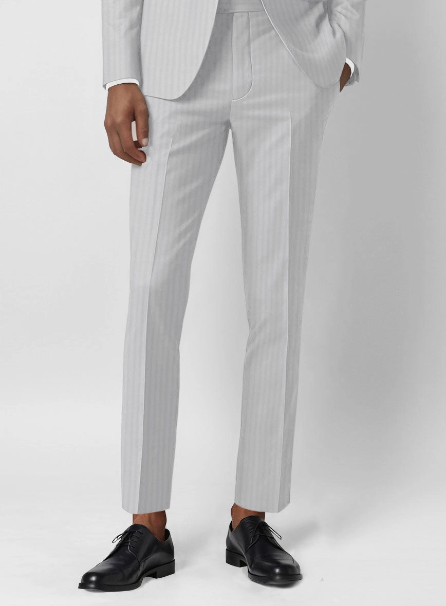 Italian Gray Herringbone Cotton Suit
