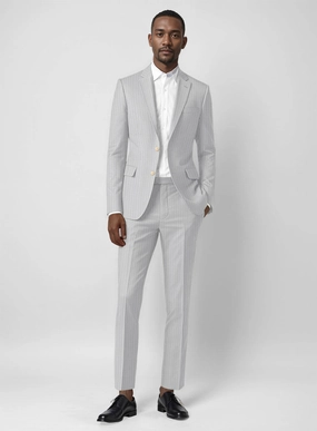 Italian Gray Herringbone Cotton Suit