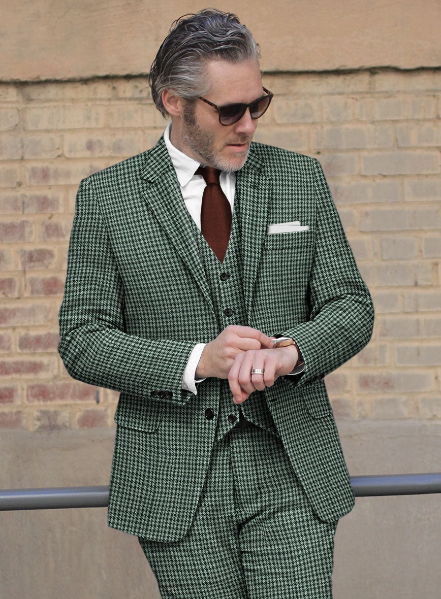 Italian Green Houndstooth Tweed Suit