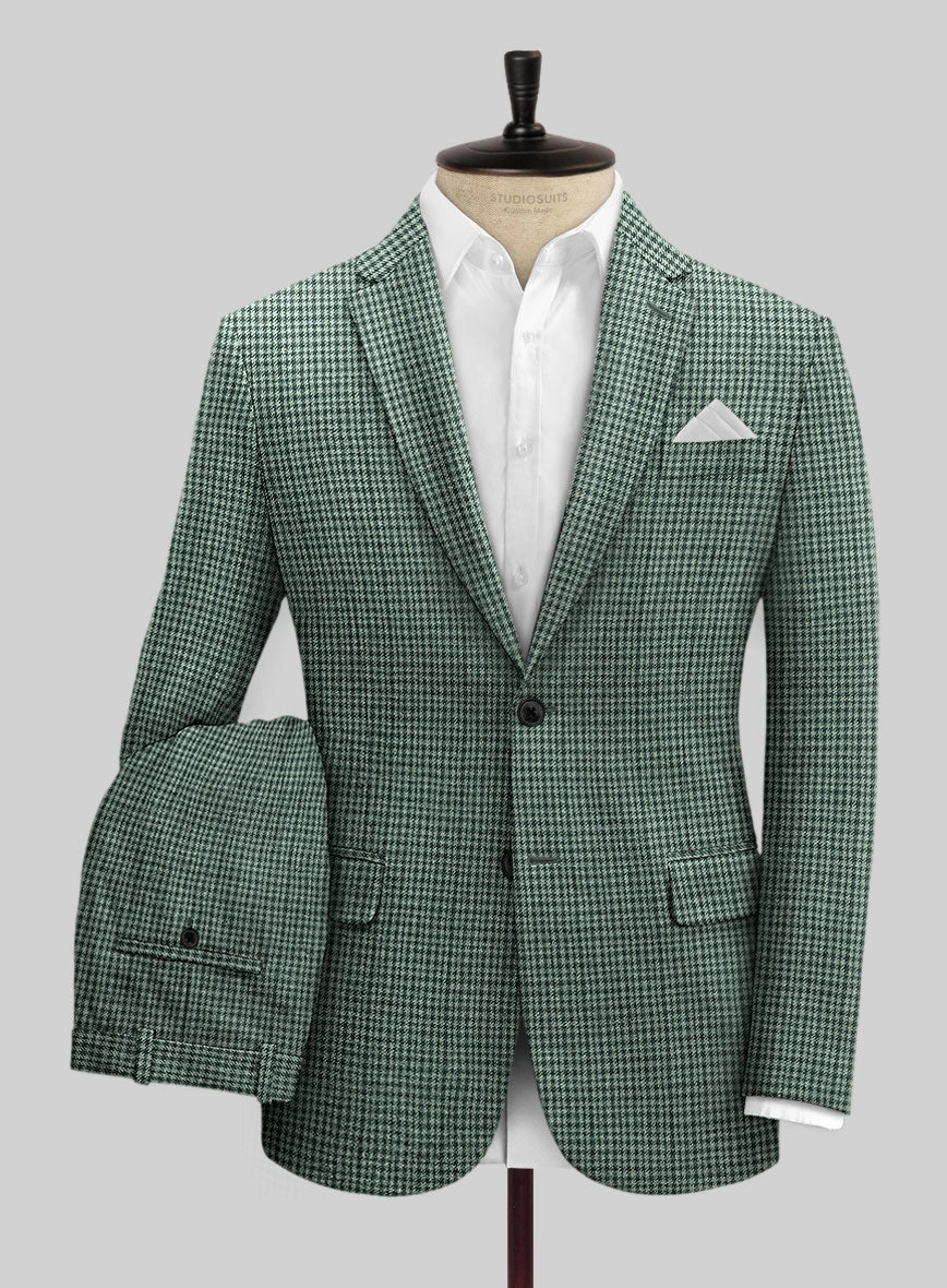 Italian Green Houndstooth Tweed Suit