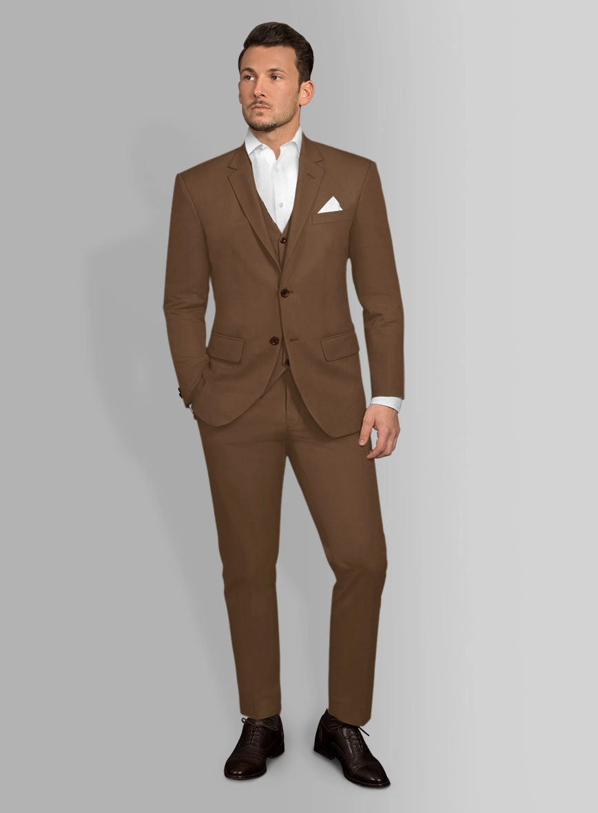 Italian Hickory Brown Cotton Stretch Suit