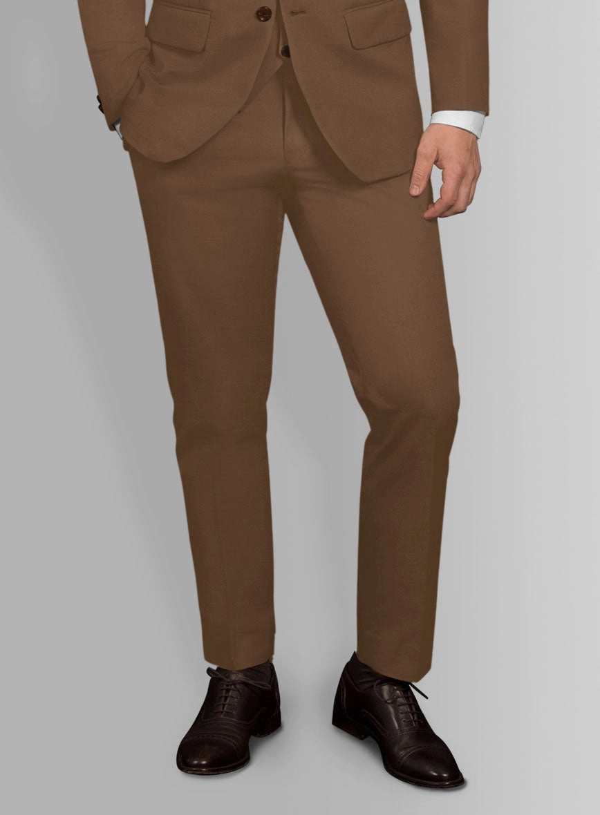 Italian Hickory Brown Cotton Stretch Suit