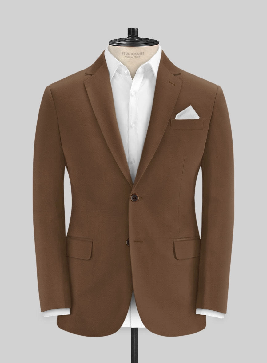 Italian Hickory Brown Cotton Stretch Suit