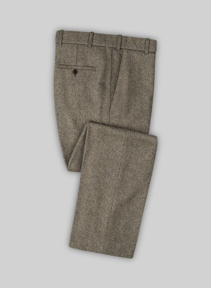 Italian Highlander Stone Beige Herringbone Tweed Suit