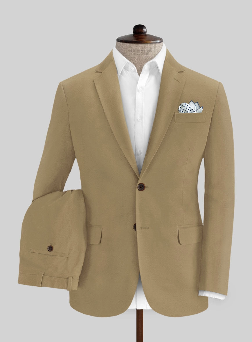 Italian Khaki Cotton Stretch Suit