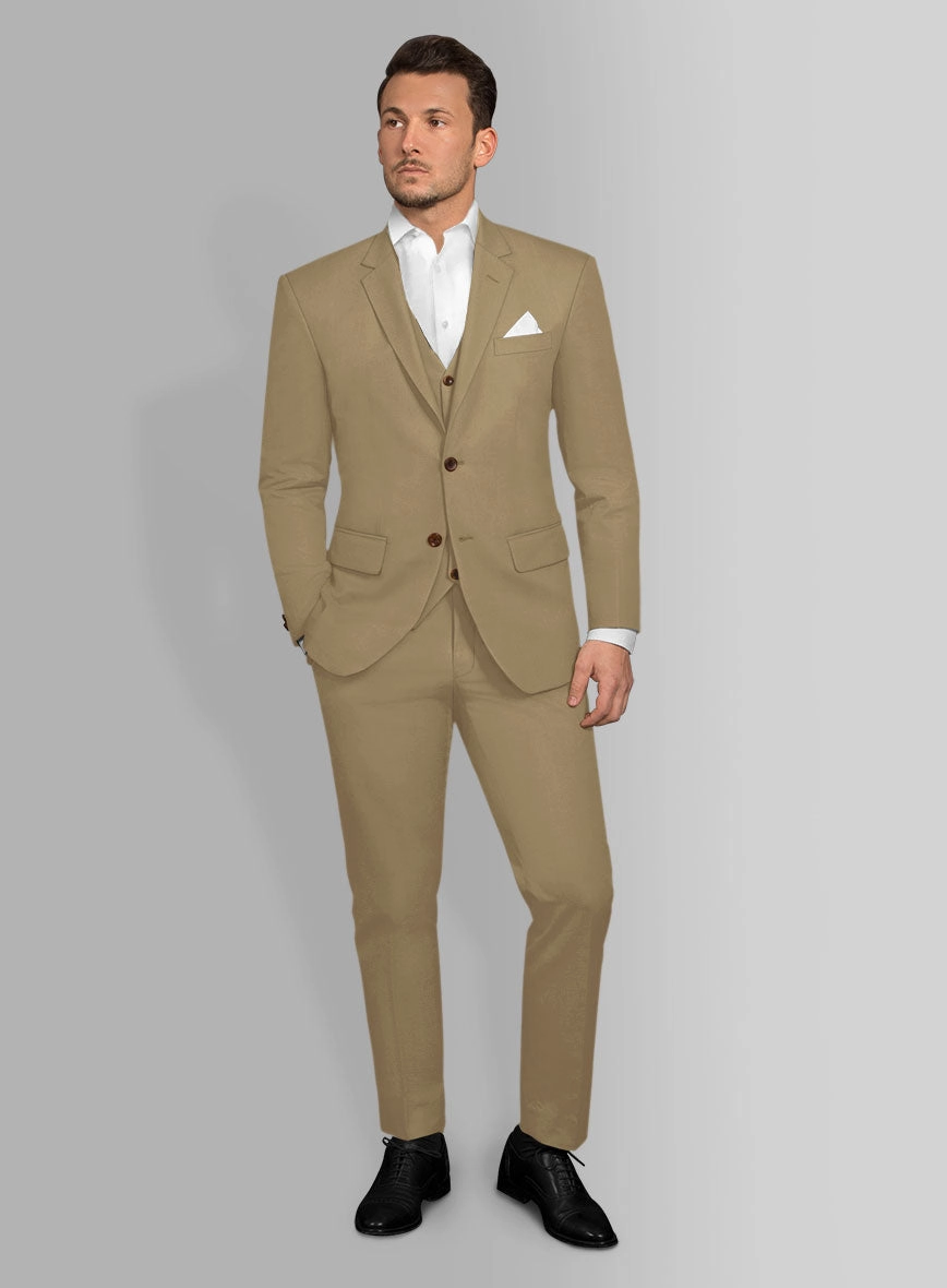 Italian Khaki Cotton Stretch Suit