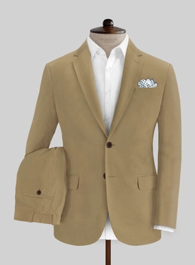 Italian Khaki Cotton Stretch Suit