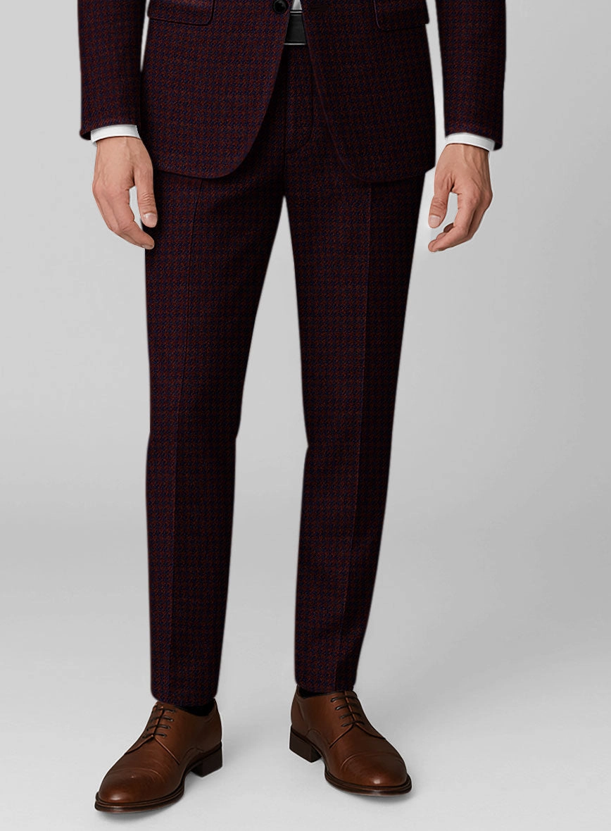 Italian Merlot Houndstooth Tweed Suit