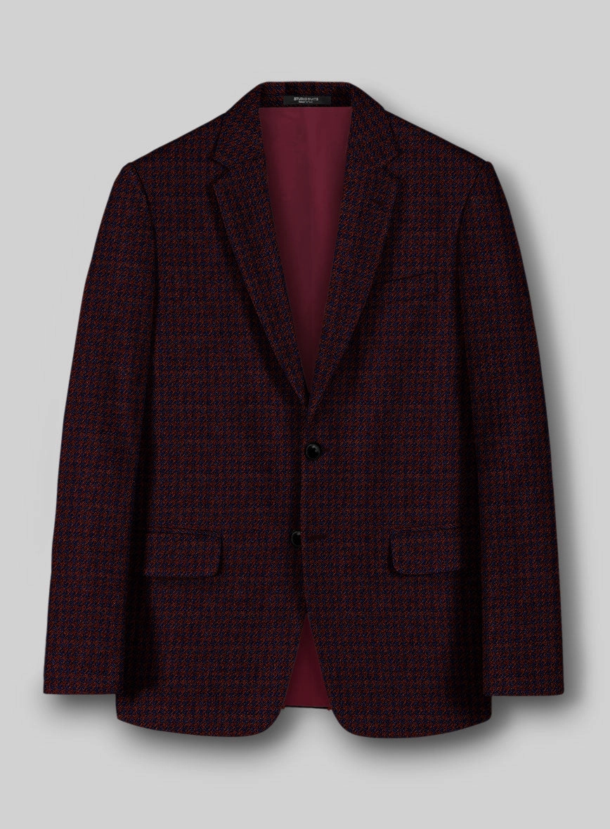 Italian Merlot Houndstooth Tweed Suit
