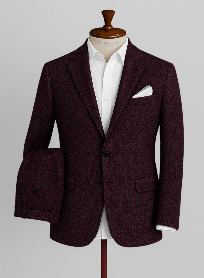 Italian Merlot Houndstooth Tweed Suit