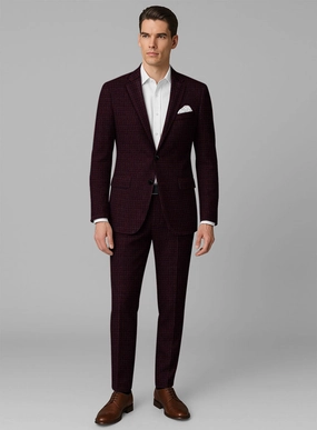 Italian Merlot Houndstooth Tweed Suit