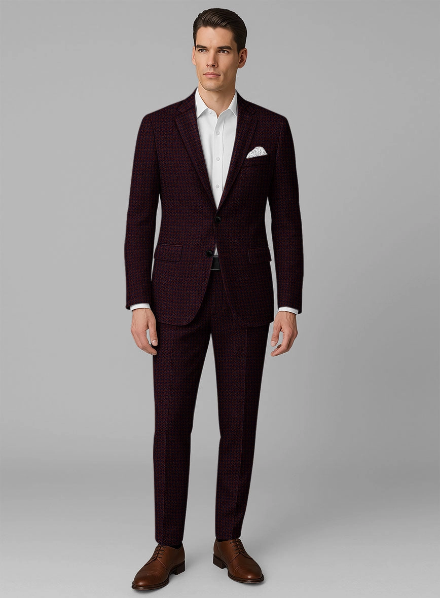 Italian Merlot Houndstooth Tweed Suit