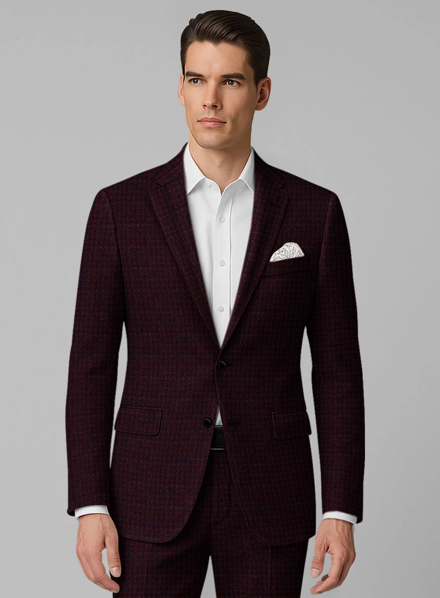 Italian Merlot Houndstooth Tweed Suit