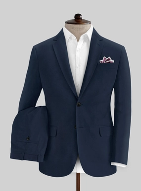 Italian Mirage Blue Cotton Stretch Suit
