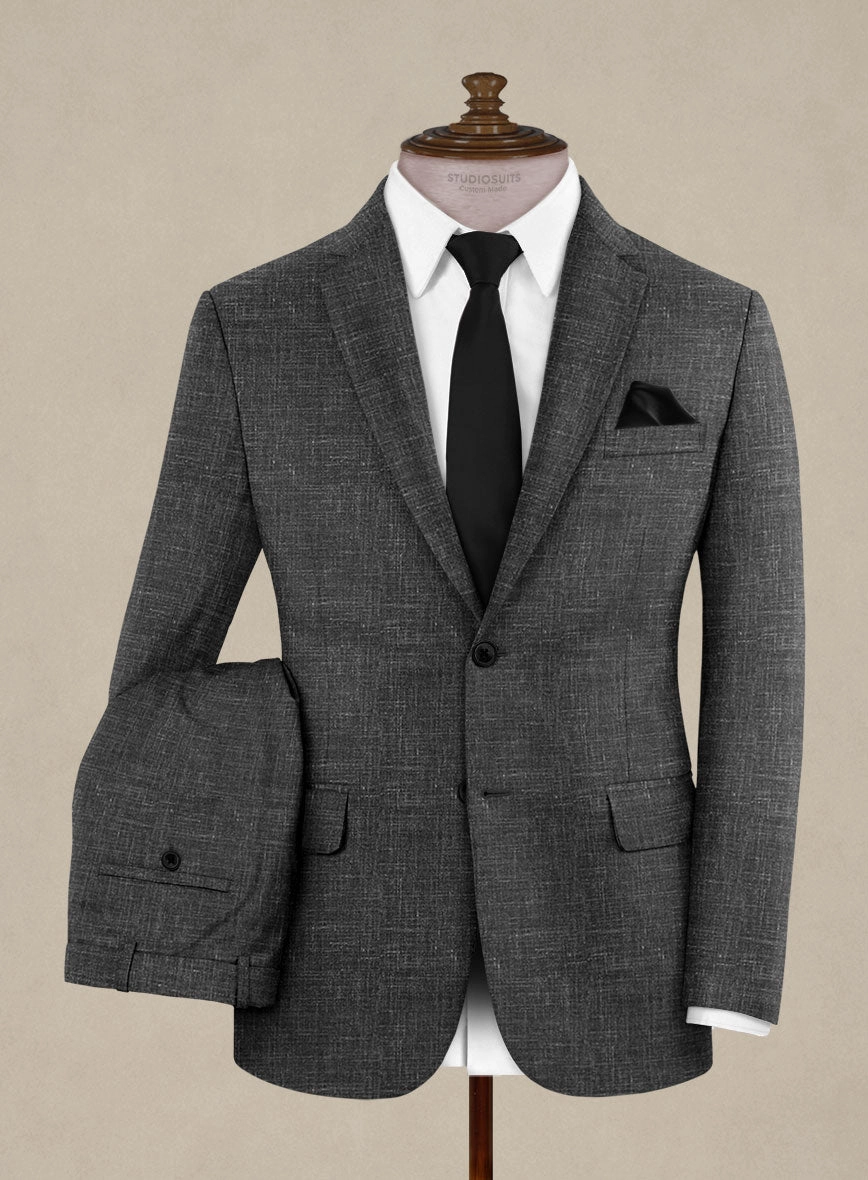 Italian Murano Charcoal Wool Linen Suit