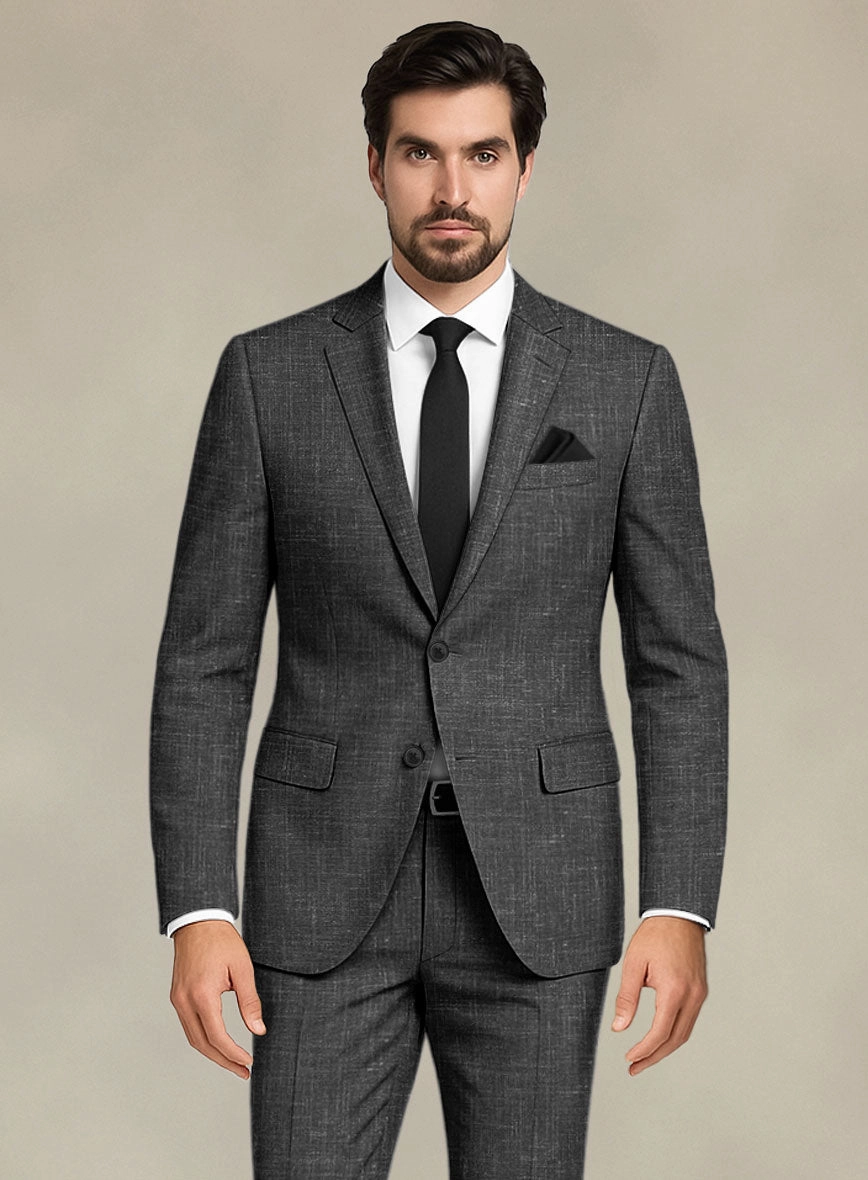Italian Murano Charcoal Wool Linen Suit