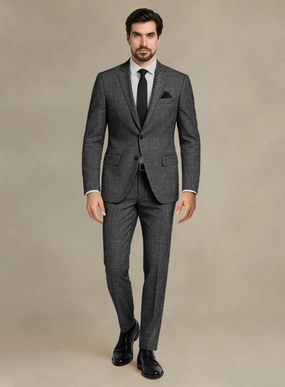 Italian Murano Charcoal Wool Linen Suit