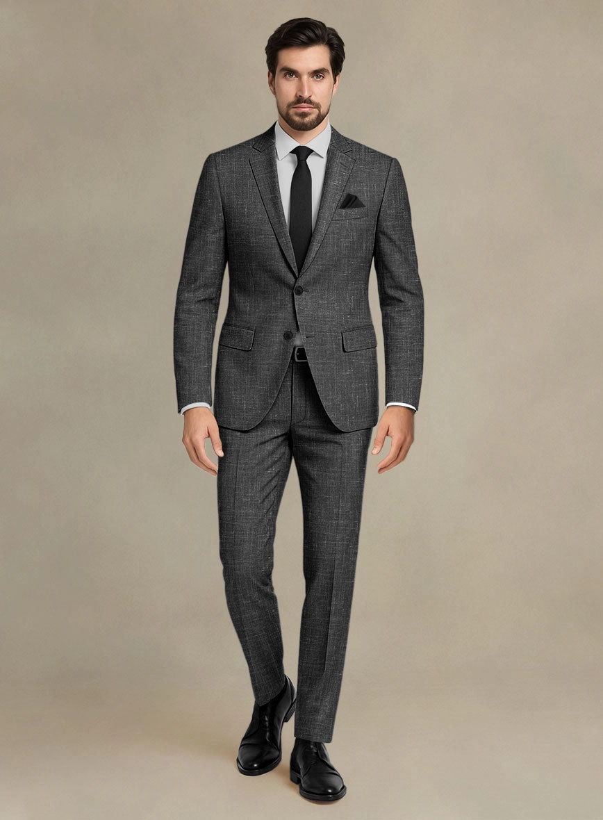 Italian Murano Charcoal Wool Linen Suit