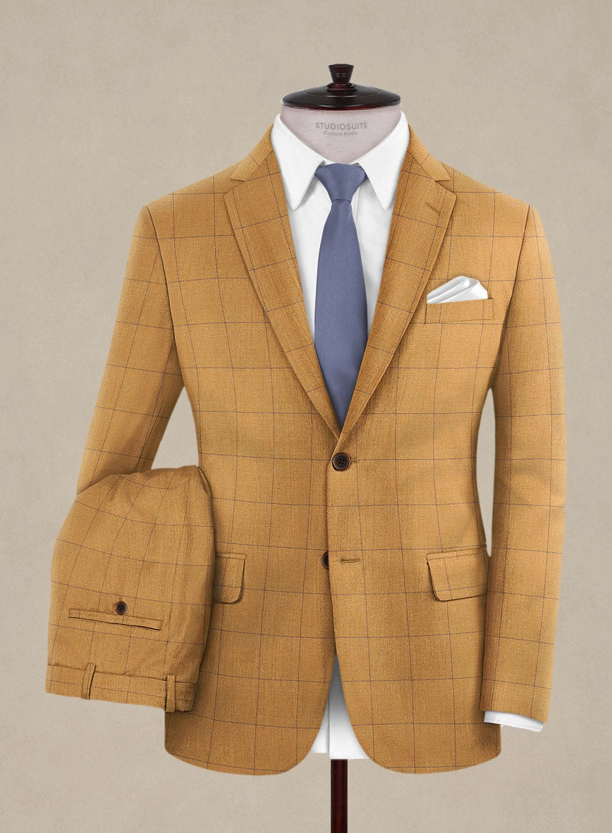 Italian Murano Cimio Mustard Wool Linen Silk Suit