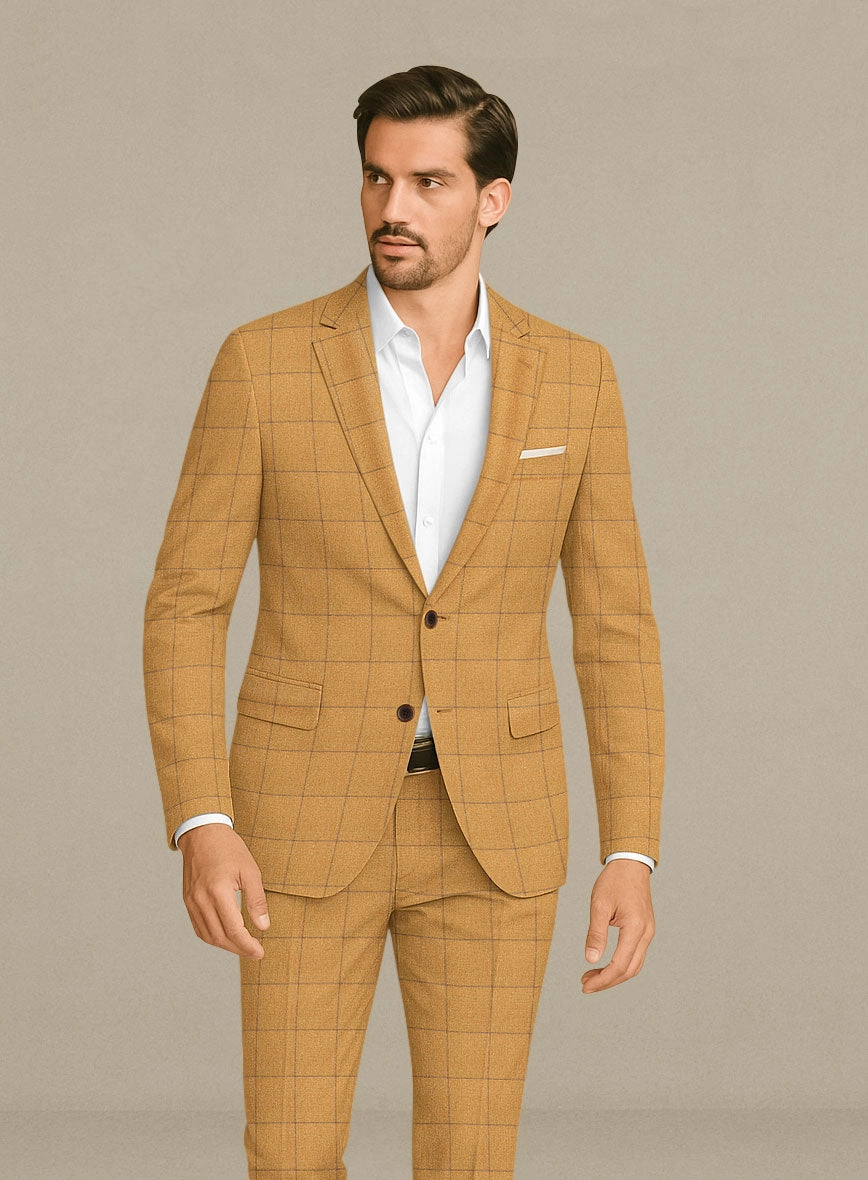 Italian Murano Cimio Mustard Wool Linen Silk Suit