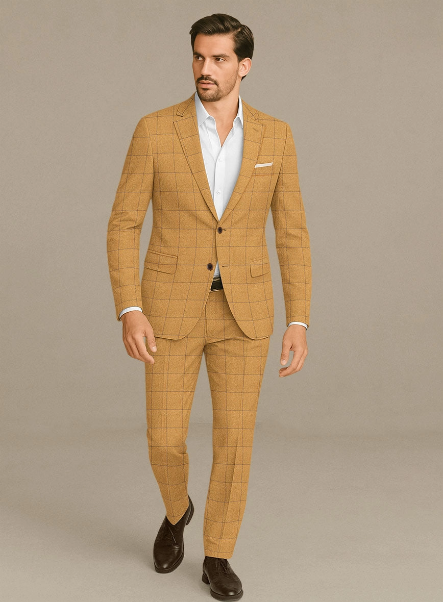 Italian Murano Cimio Mustard Wool Linen Silk Suit