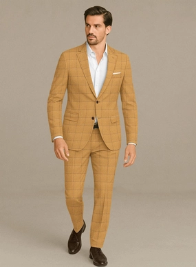Italian Murano Cimio Mustard Wool Linen Silk Suit