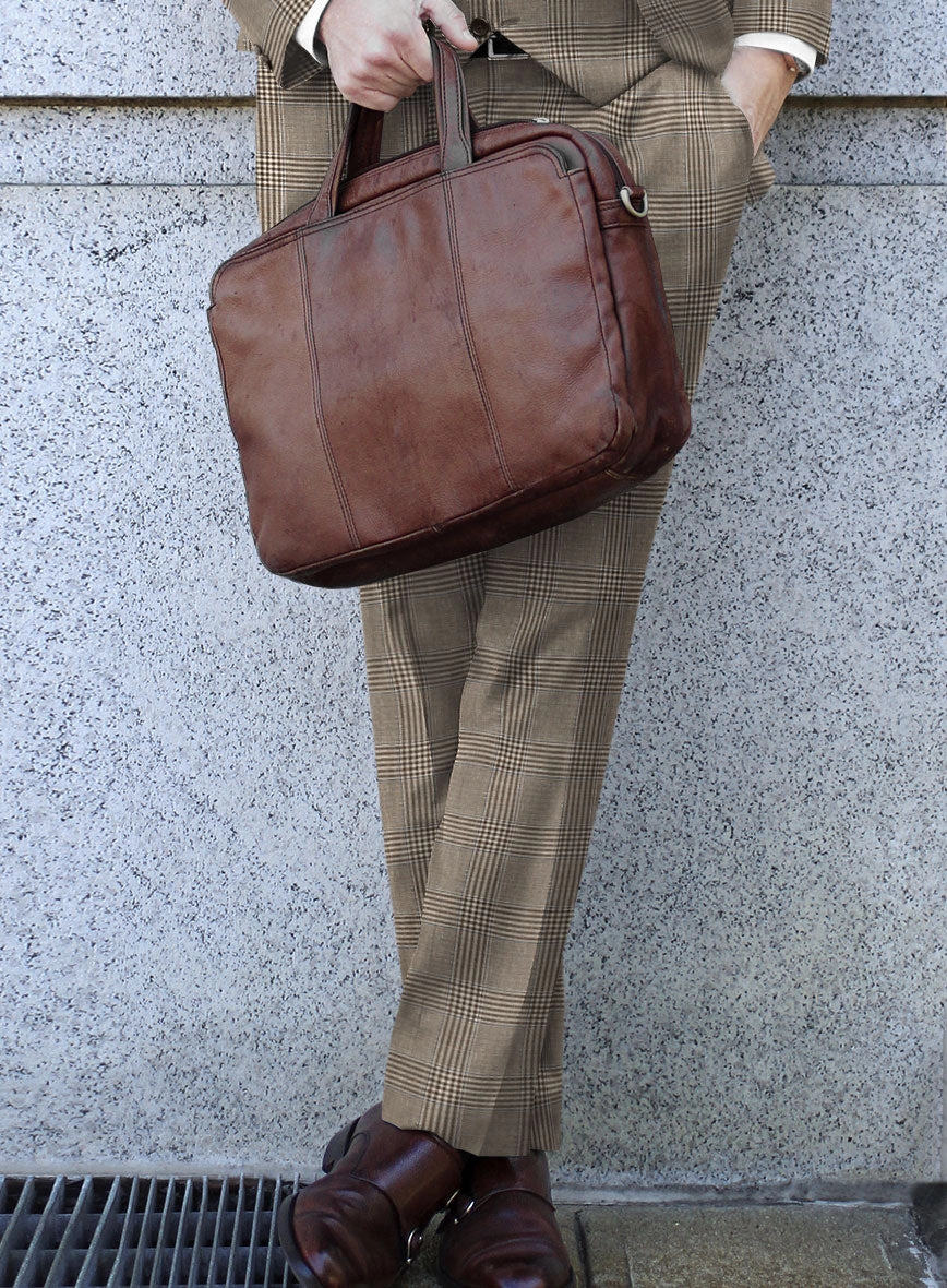 Italian Murano Ejan Brown Wool Linen Silk Suit