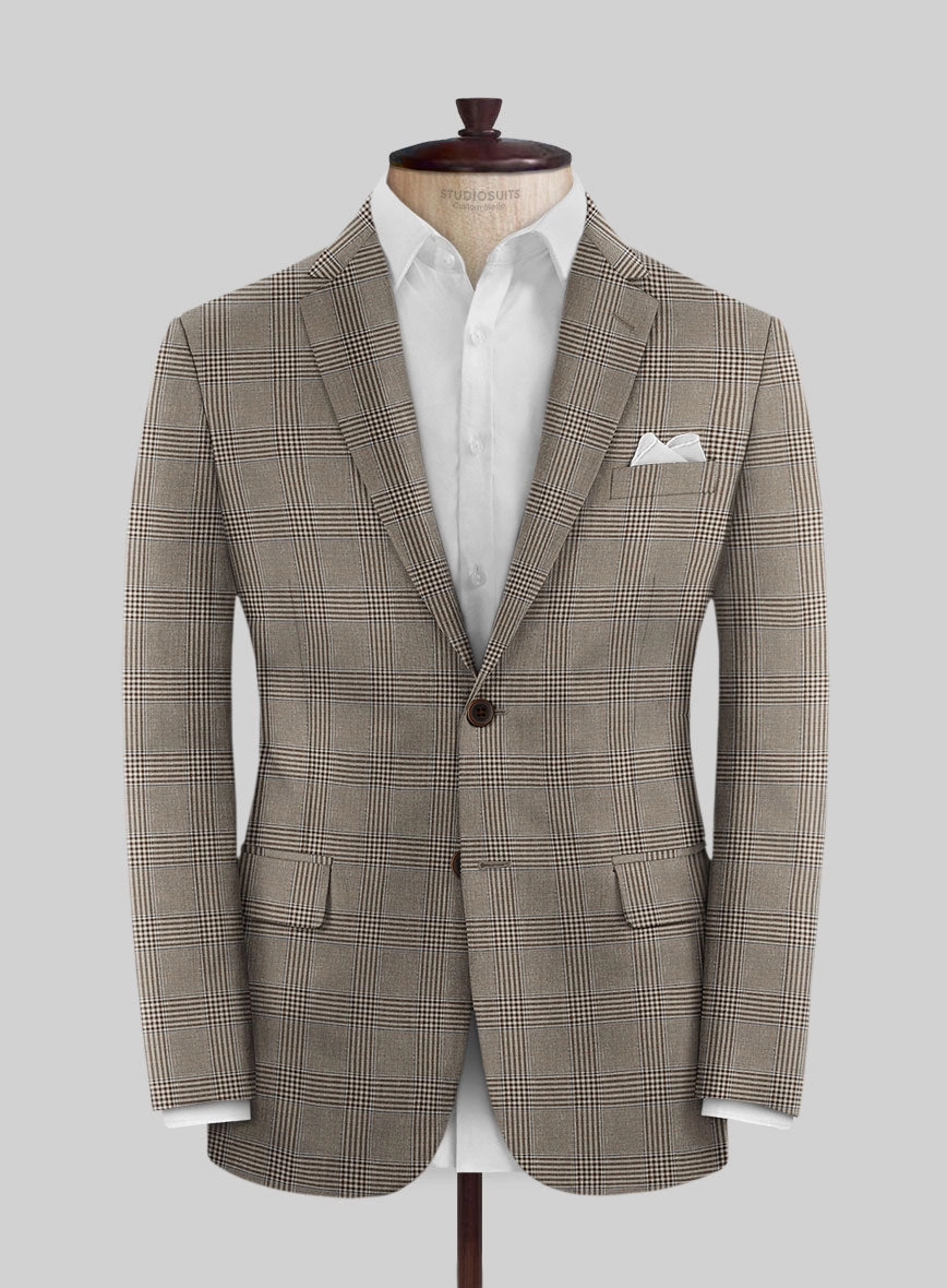 Italian Murano Ejan Brown Wool Linen Silk Suit