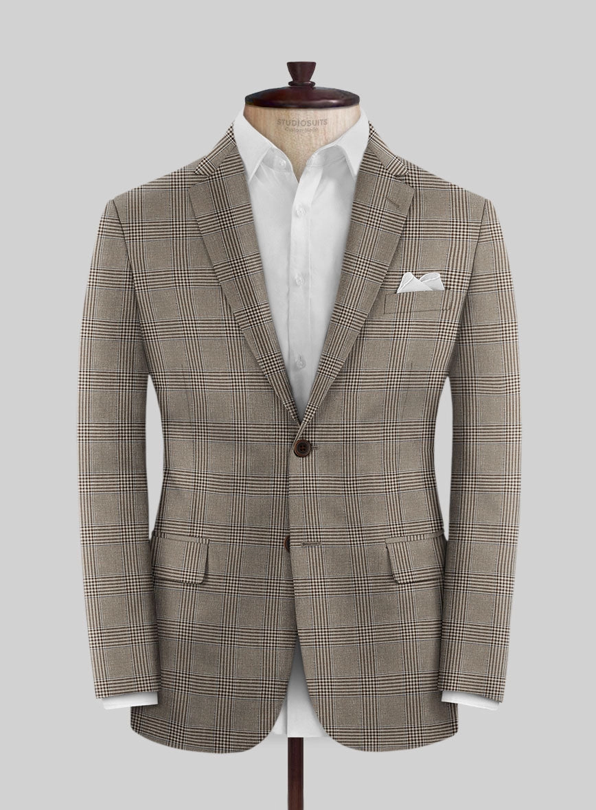 Italian Murano Ejan Brown Wool Linen Silk Suit