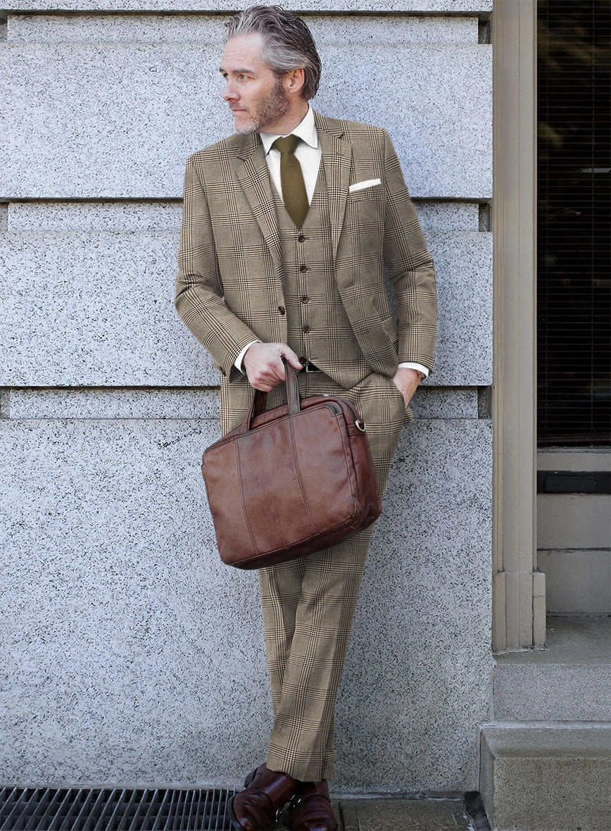 Italian Murano Ejan Brown Wool Linen Silk Suit