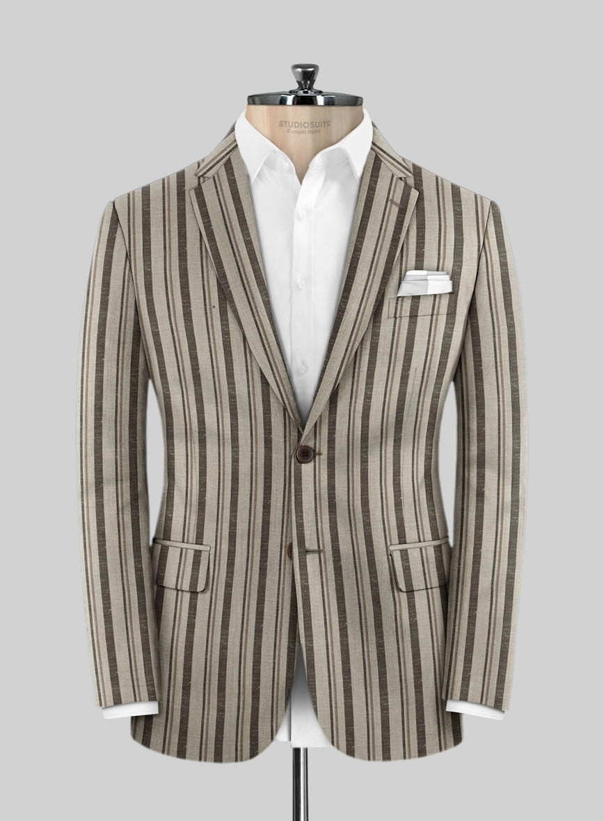 Italian Murano Emario Stripe Wool Linen Silk Suit