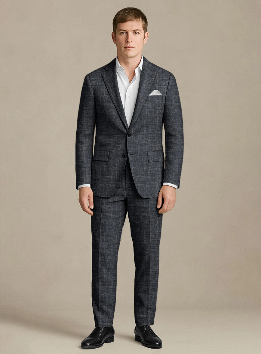 Italian Murano Indigo Blue Wool Linen Suit