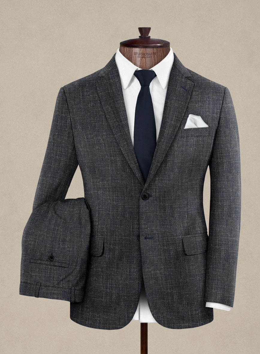 Italian Murano Indigo Blue Wool Linen Suit