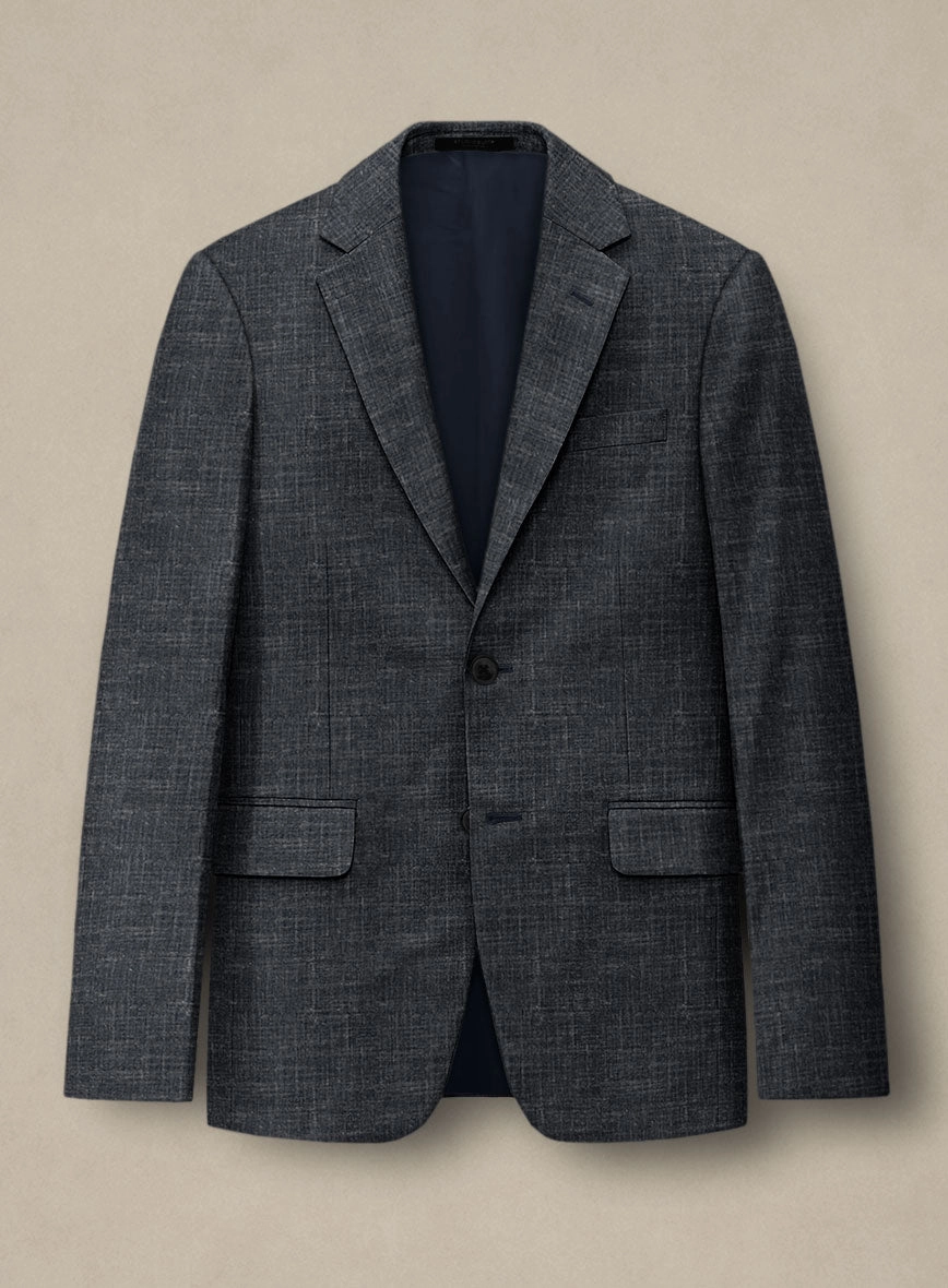 Italian Murano Indigo Blue Wool Linen Suit