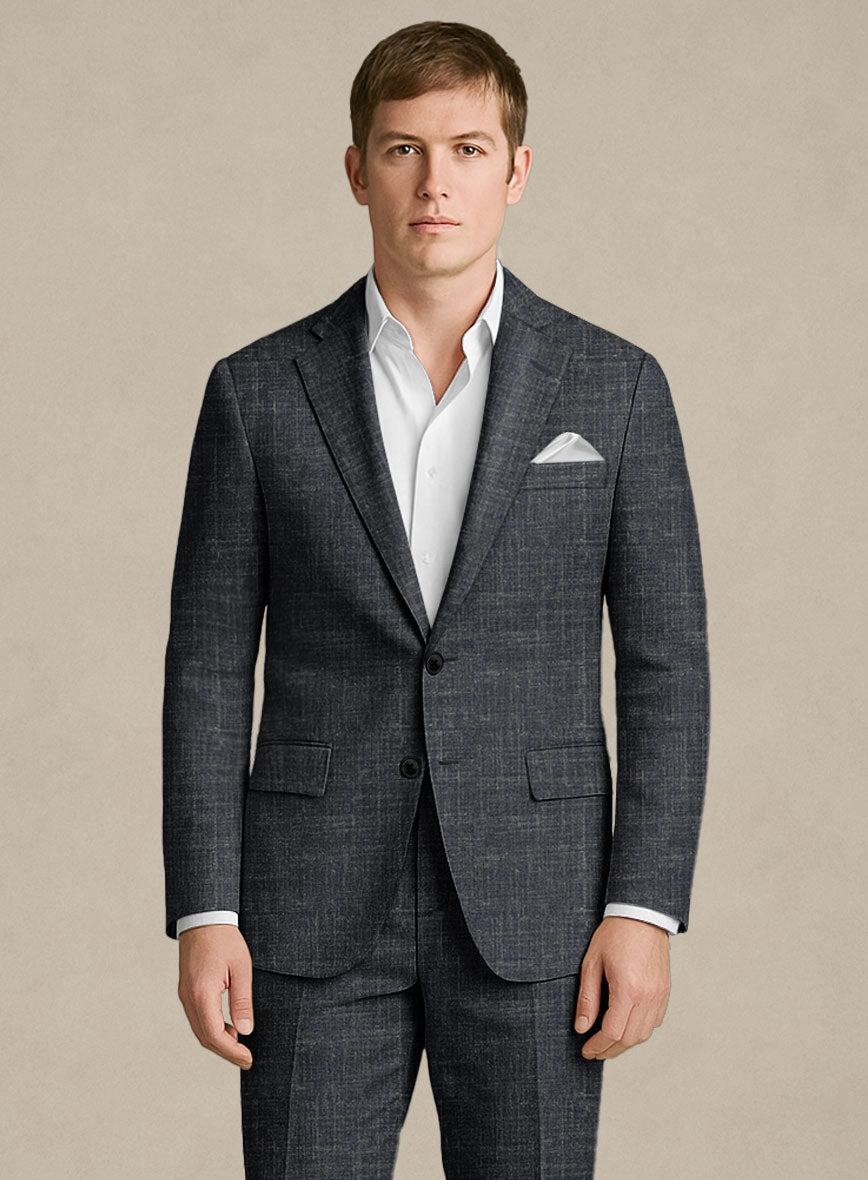Italian Murano Indigo Blue Wool Linen Suit
