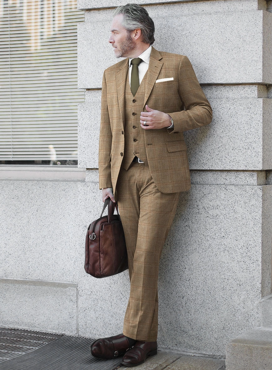 Italian Murano Ocavi Brown Wool Linen Silk Suit