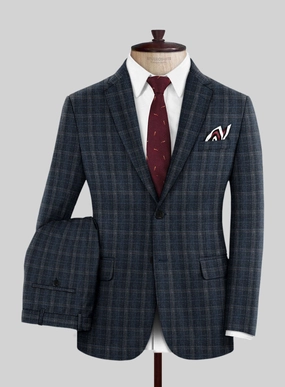 Italian Murano Sovil Blue Wool Linen Silk Suit