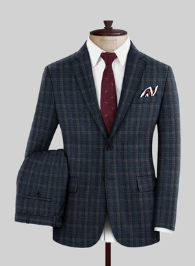 Italian Murano Sovil Blue Wool Linen Silk Suit