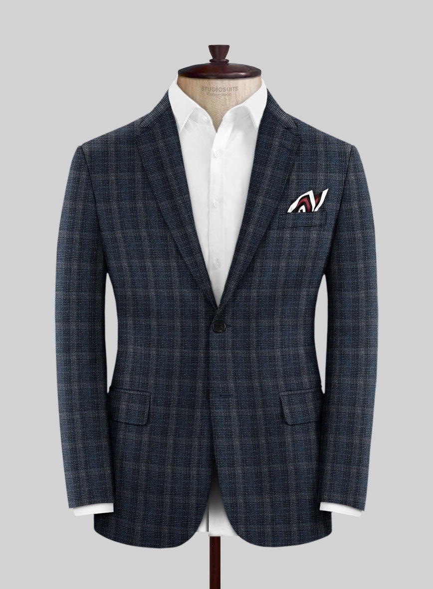 Italian Murano Sovil Blue Wool Linen Silk Suit