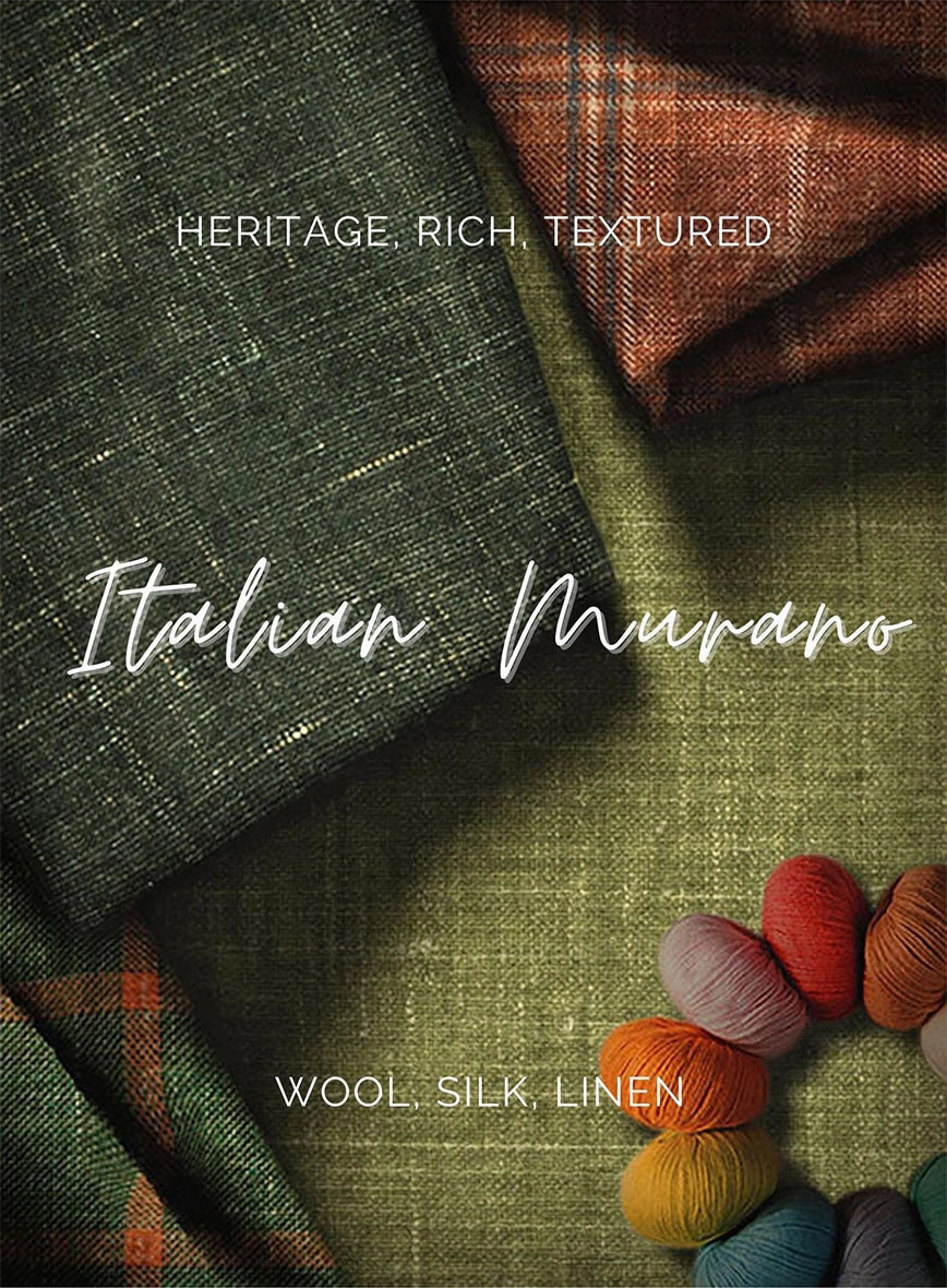 Italian Murano Sovil Blue Wool Linen Silk Suit