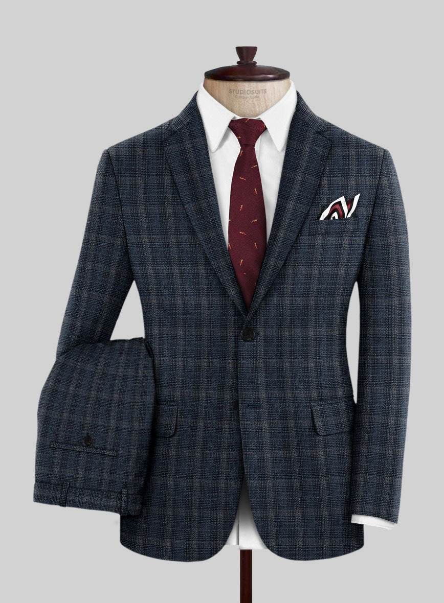 Italian Murano Sovil Blue Wool Linen Silk Suit