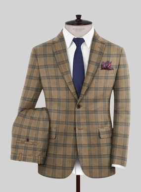 Italian Murano Vaier Brown Wool Linen Silk Suit