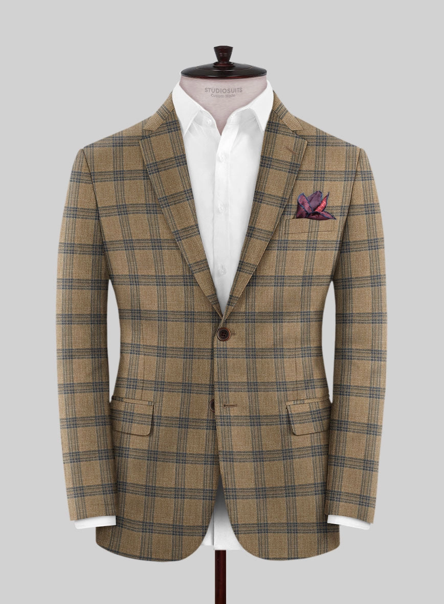 Italian Murano Vaier Brown Wool Linen Silk Suit
